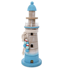 NAUTICAL DECOR - BLUE WAVE LIGHTHOUSE WITH LED LIGHT