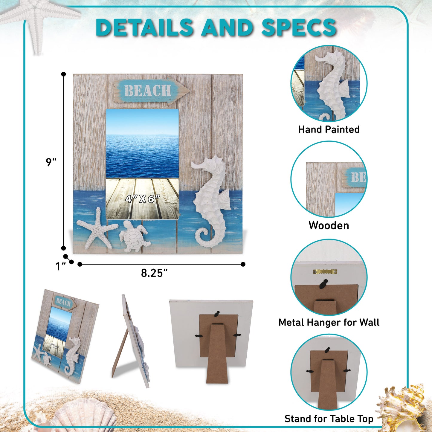 NAUTICAL DECOR - BLUE WAVE PHOTO FRAME 4X6