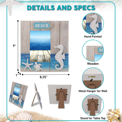 NAUTICAL DECOR - BLUE WAVE PHOTO FRAME 4X6