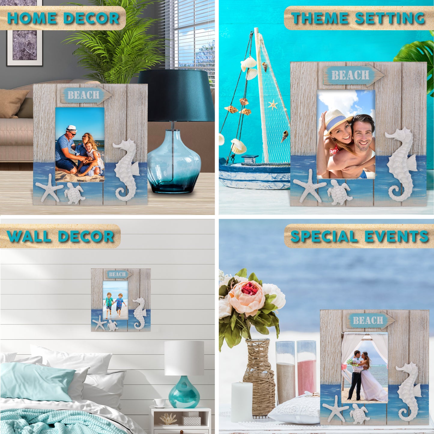 NAUTICAL DECOR - BLUE WAVE PHOTO FRAME 4X6