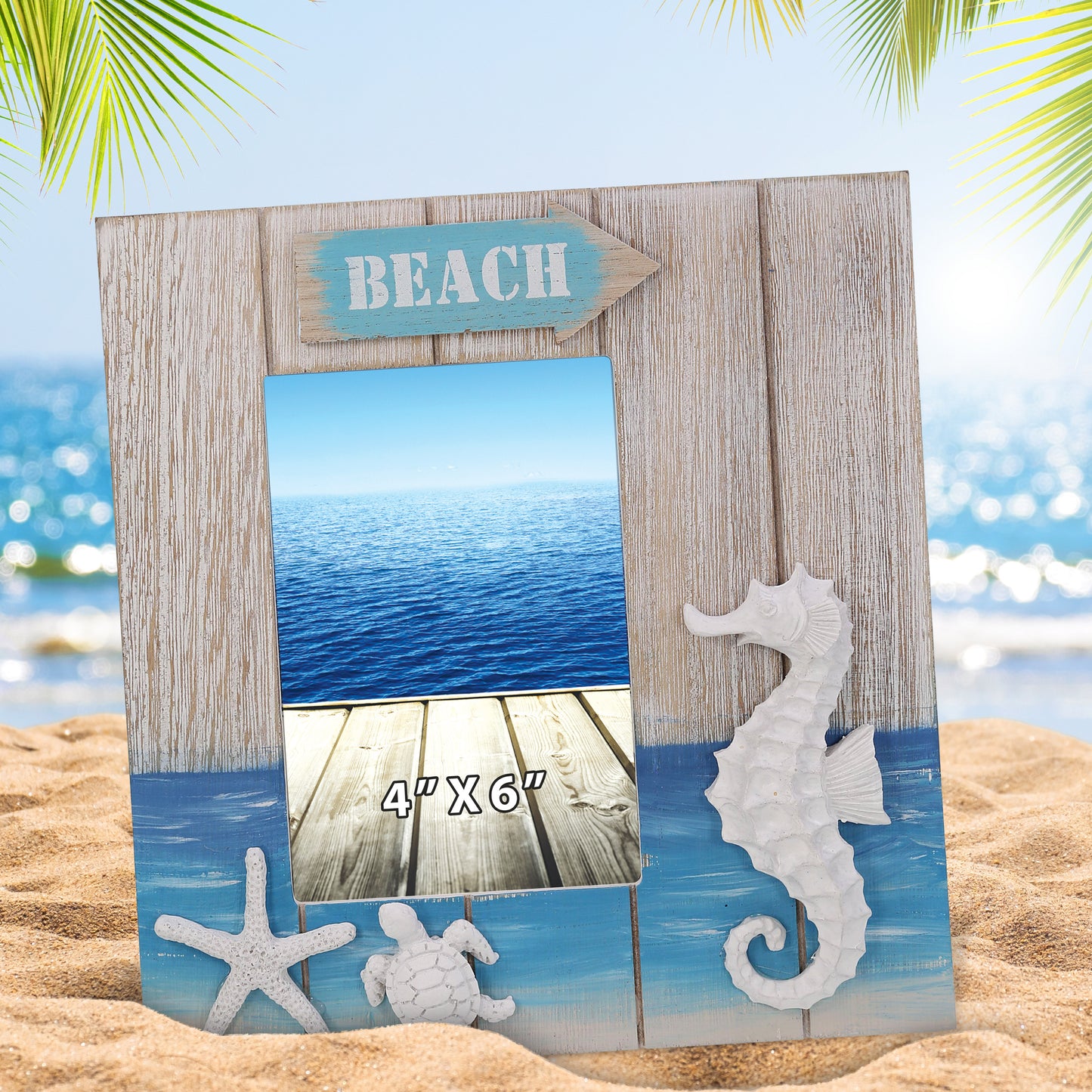 NAUTICAL DECOR - BLUE WAVE PHOTO FRAME 4X6