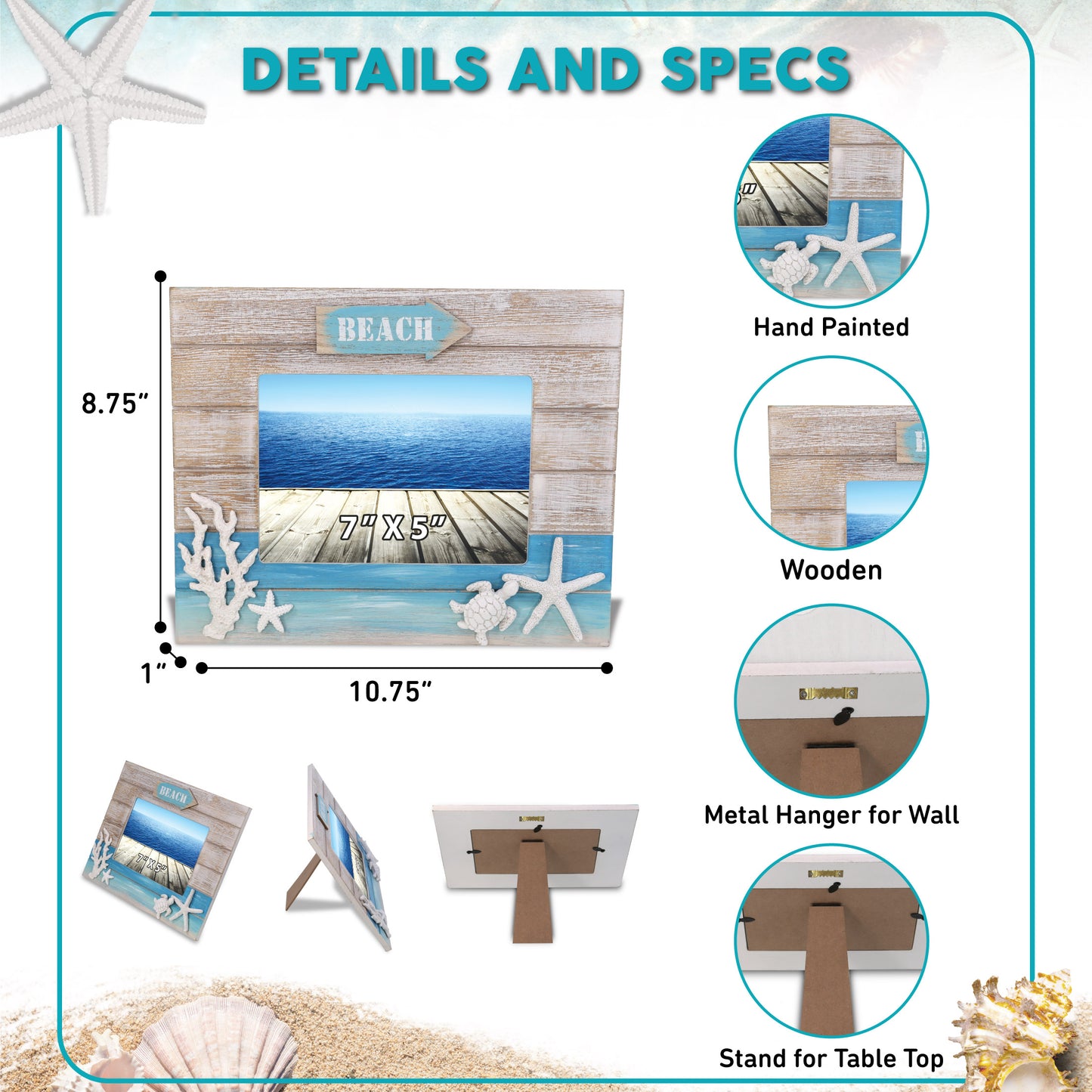 NAUTICAL DECOR - BLUE WAVE PHOTO FRAME 7X5