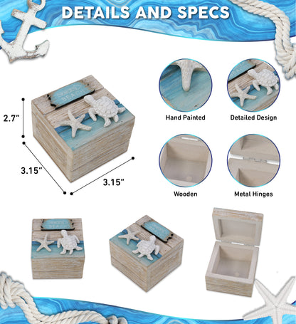 NAUTICAL DECOR - BLUE WAVE JEWELRY BOX SMALL