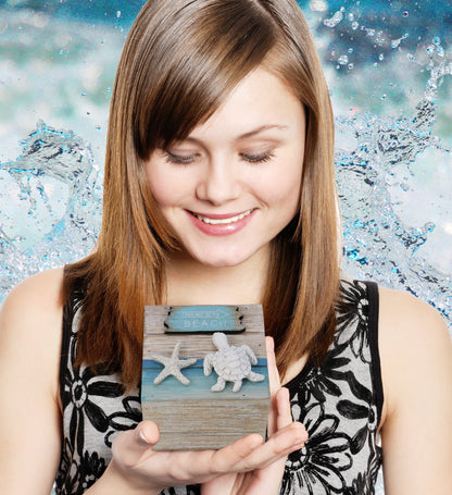 NAUTICAL DECOR - BLUE WAVE JEWELRY BOX SMALL