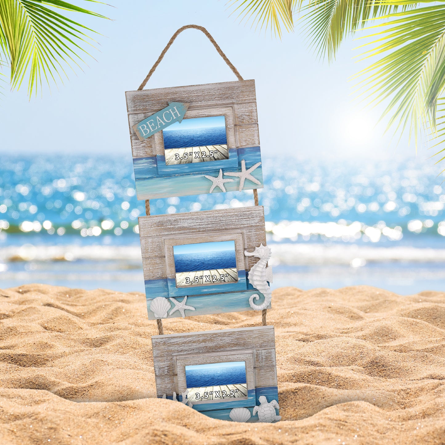 NAUTICAL DECOR - BLUE WAVE HANGING FRAMES 3.5X2.5