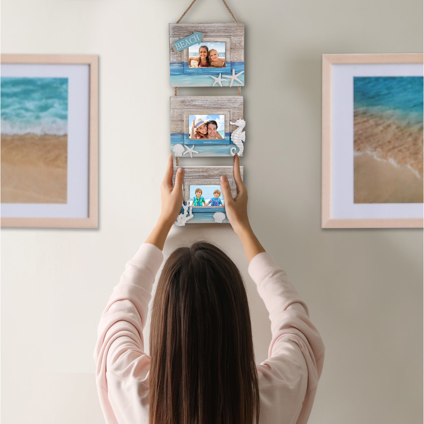 NAUTICAL DECOR - BLUE WAVE HANGING FRAMES 3.5X2.5