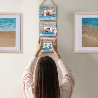 NAUTICAL DECOR - BLUE WAVE HANGING FRAMES 3.5X2.5