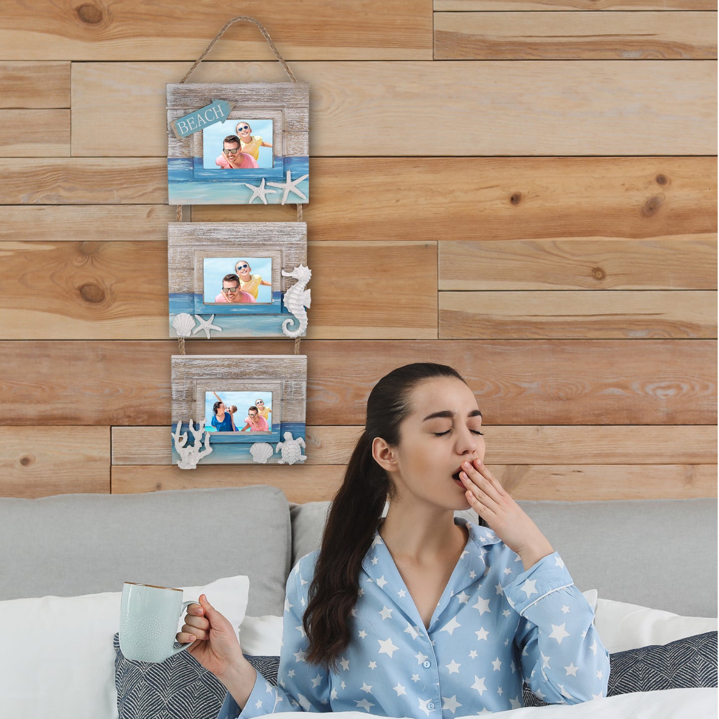 NAUTICAL DECOR - BLUE WAVE HANGING FRAMES 3.5X2.5
