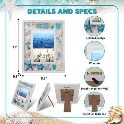 NAUTICAL DECOR - OCEANIC WOODEN EDGE PHOTO FRAME 5X7