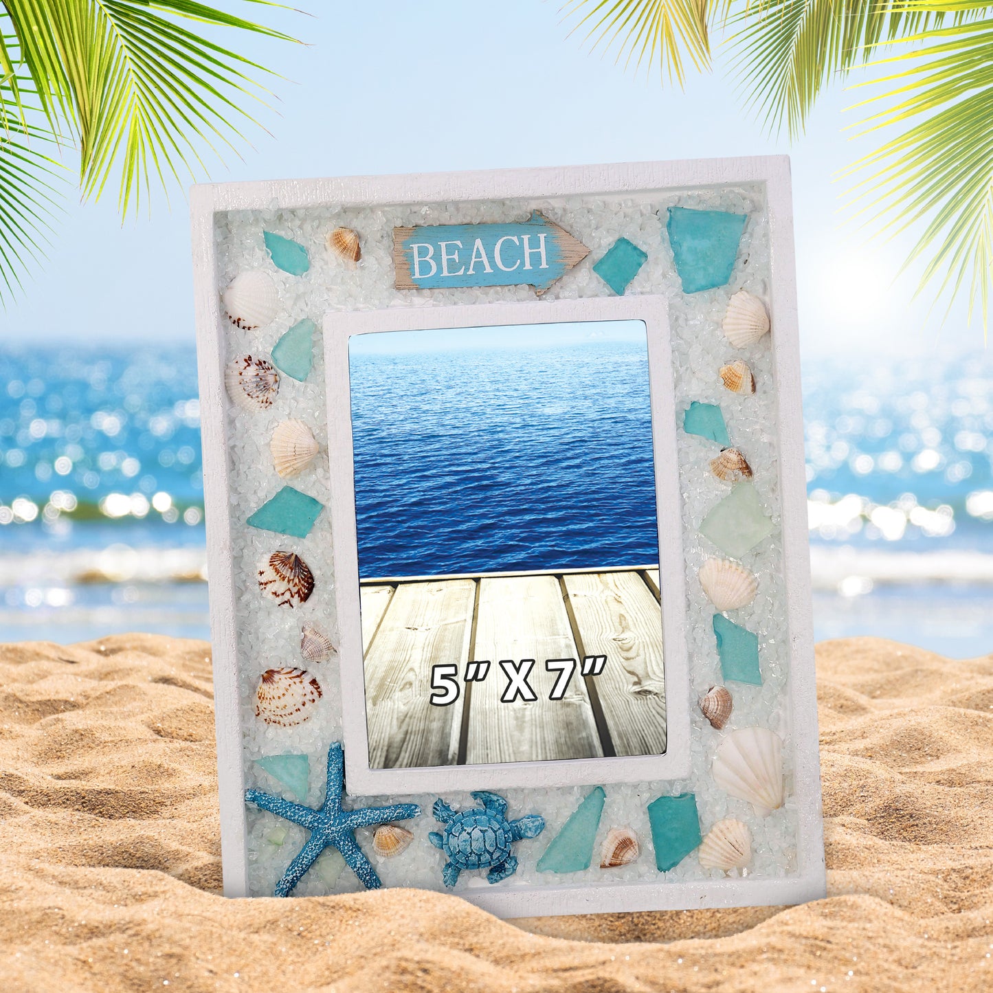 NAUTICAL DECOR - OCEANIC WOODEN EDGE PHOTO FRAME 5X7