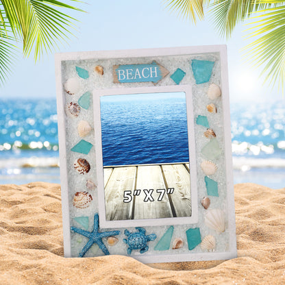 NAUTICAL DECOR - OCEANIC WOODEN EDGE PHOTO FRAME 5X7
