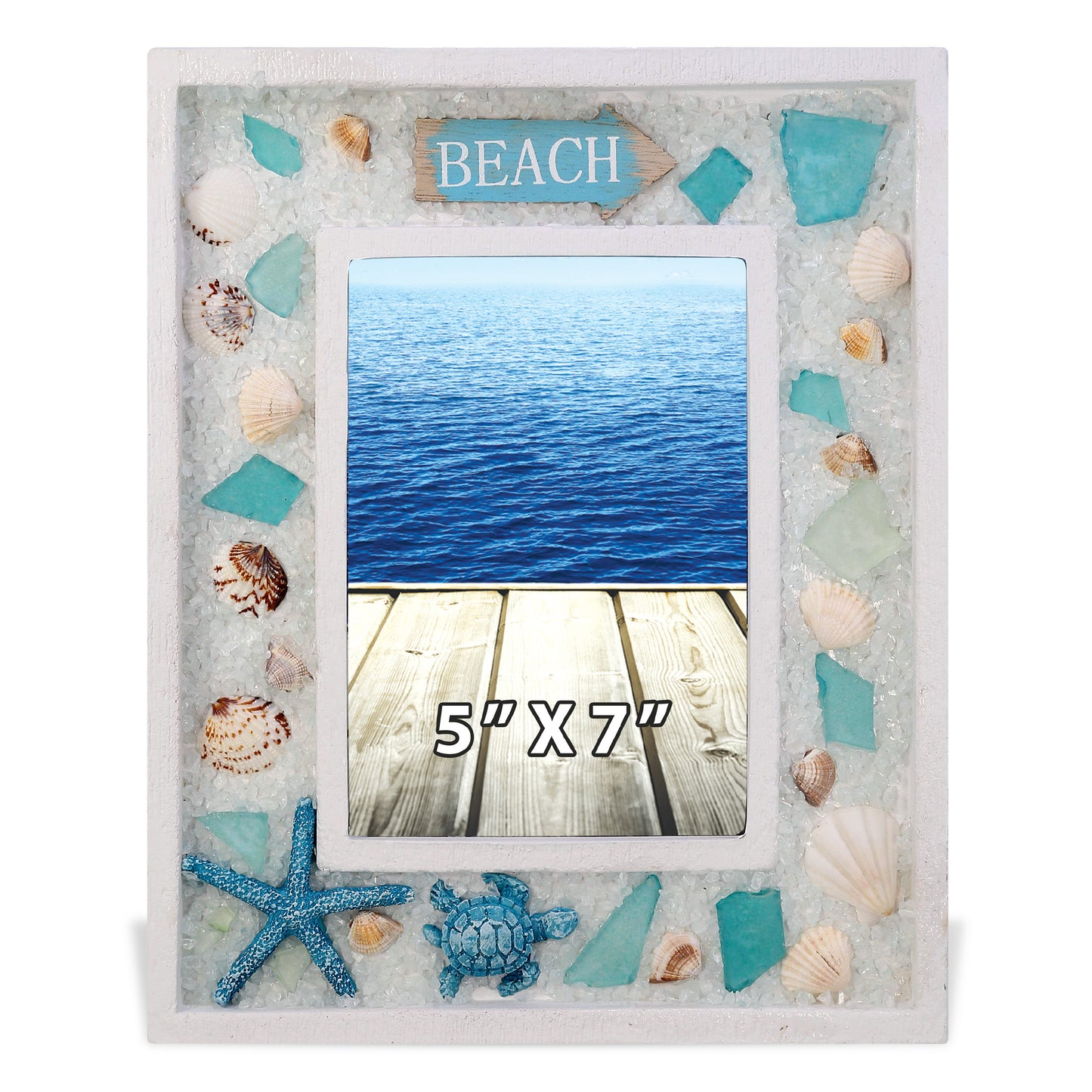 NAUTICAL DECOR - OCEANIC WOODEN EDGE PHOTO FRAME 5X7