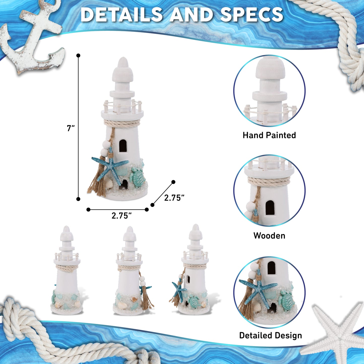 NAUTICAL DECOR - OCEANIC LIGHTHOUSE 7"