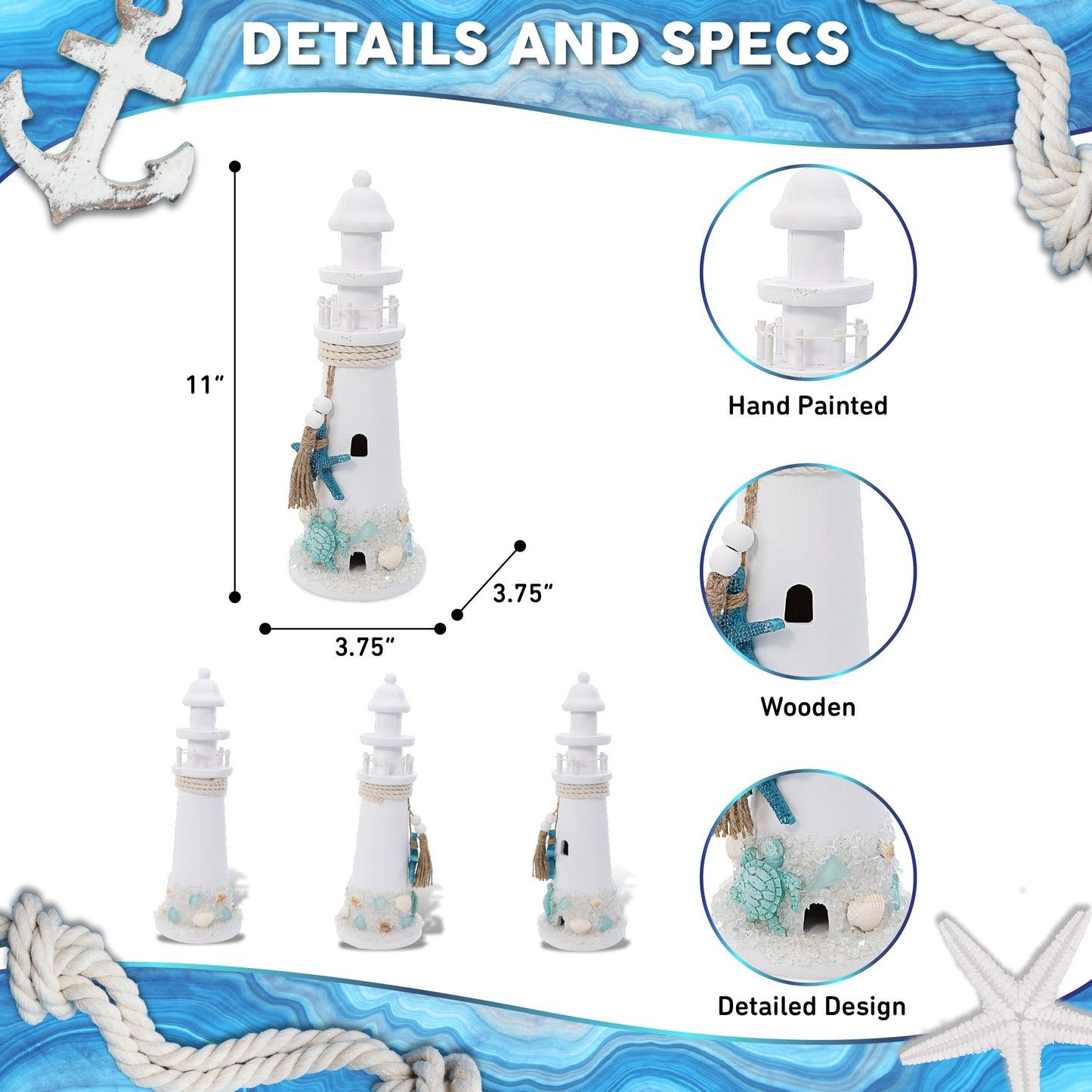 NAUTICAL DECOR - OCEANIC LIGHTHOUSE 11"