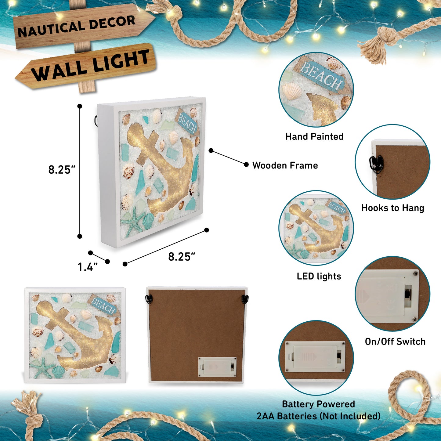 NAUTICAL DECOR - OCEANIC WALL LIGHT - ANCHOR