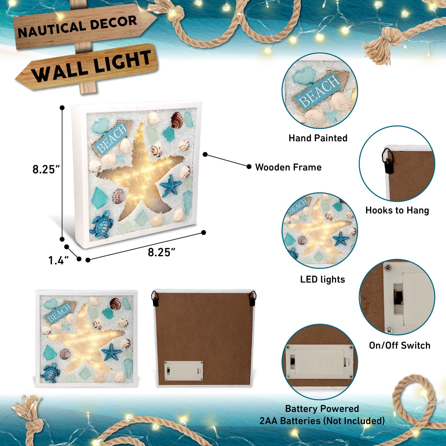 NAUTICAL DECOR - OCEANIC WALL LIGHT - STARFISH