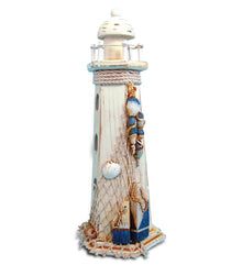 NAUTICAL DECOR - WHITE WOODEN LIGHTHOUSE
