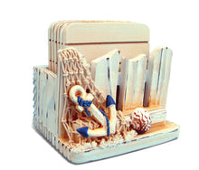 NAUTICAL DECOR - WOOD COASTERS & HOLDER
