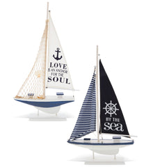 NAUTICAL DECOR - OCEAN BLUE SAILBOATS - SET OF 2