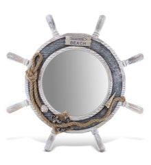 NAUTICAL - SILVER SEA SHIP WHEEL MIRROR