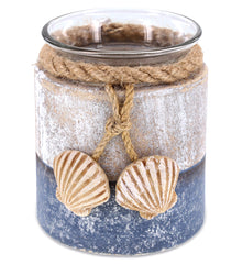 NAUTICAL - SILVER SEA SHELL CANDLE HOLDER