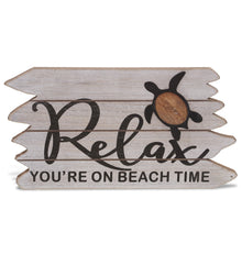 NAUTICAL - COASTAL SEA TURTLE RELAX SIGN