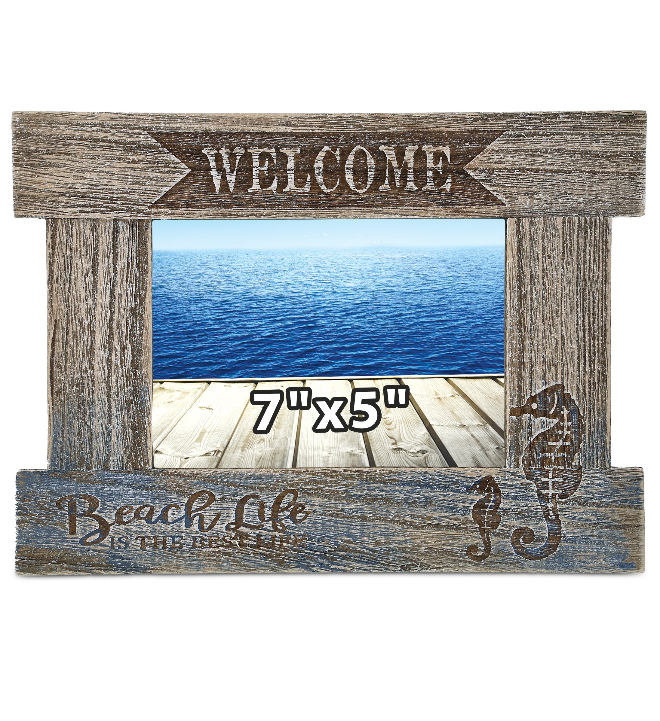 NAUTICAL - DRIFTWOOD SEA HORSE PHOTO FRAME 7X5