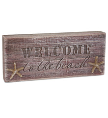 NAUTICAL - DRIFTWOOD BLOCK SIGN - WELCOME TO THE BEACH