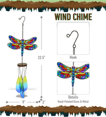 CoTa Global Summer Dragonfly Handmade Glass and Metal Wind Chime – 22.5 Inches