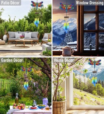 CoTa Global Summer Dragonfly Handmade Glass and Metal Wind Chime – 22.5 Inches