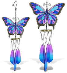CoTa Global Summer Butterfly Handmade Glass and Metal Wind Chime – 21.5 Inches