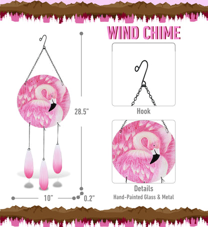 CoTa Global Tropical Flamingo Handmade Glass Wind Chime Decor â€“ 28.5 Inches