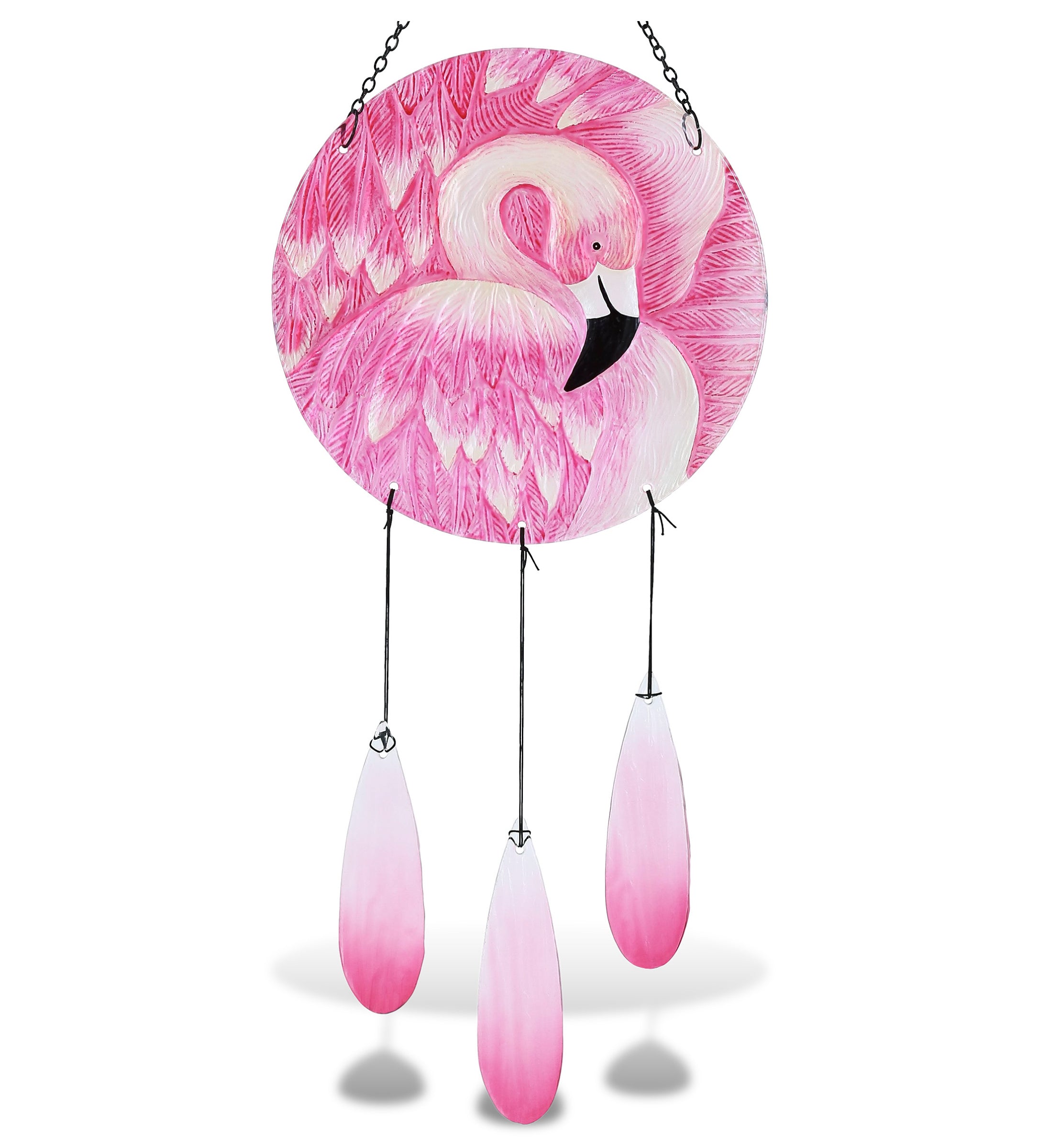 CoTa Global Tropical Flamingo Handmade Glass Wind Chime Decor â€“ 28.5 Inches