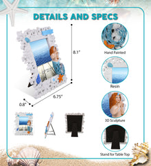 CoTa Global Handmade White Coral Mermaid 4x6 Nautical Photo Frame - 8 Inches