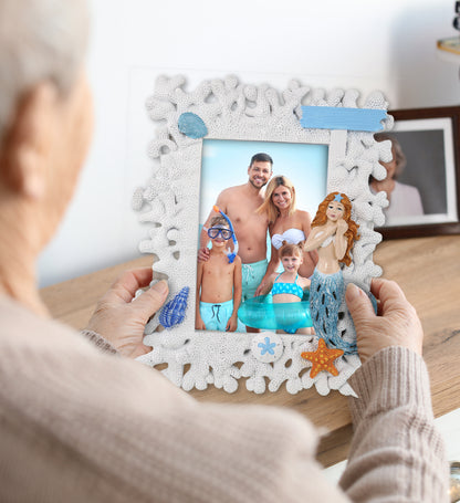 CoTa Global Handmade White Coral Mermaid 4x6 Nautical Photo Frame - 8 Inches