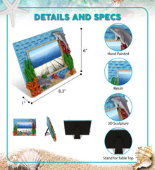 CoTa Global Handmade Colorful Dolphin 4x6 Nautical Photo Frame - 6 Inches