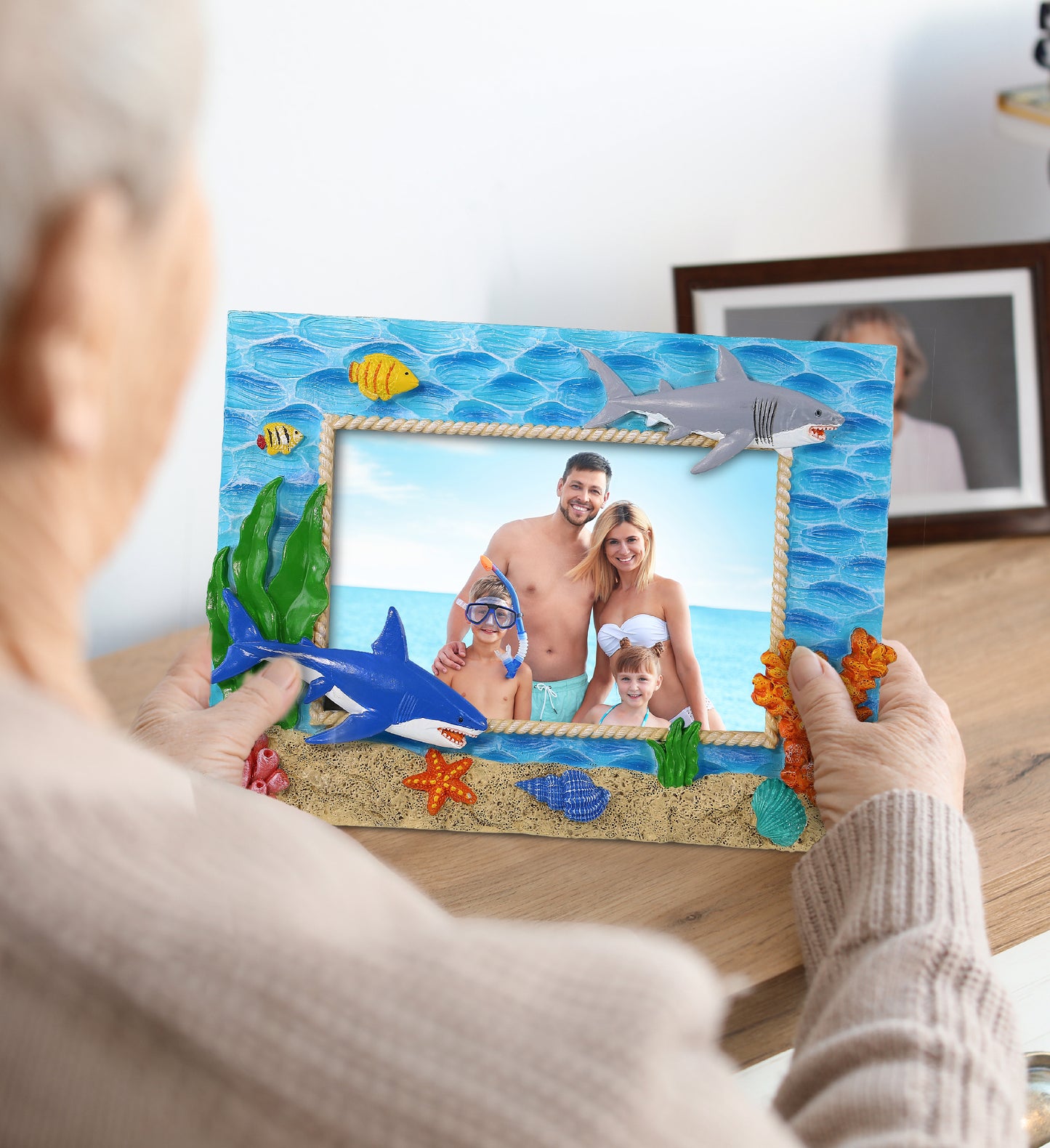 CoTa Global Handmade Colorful Shark 4x6 Nautical Photo Frame - 6 Inches