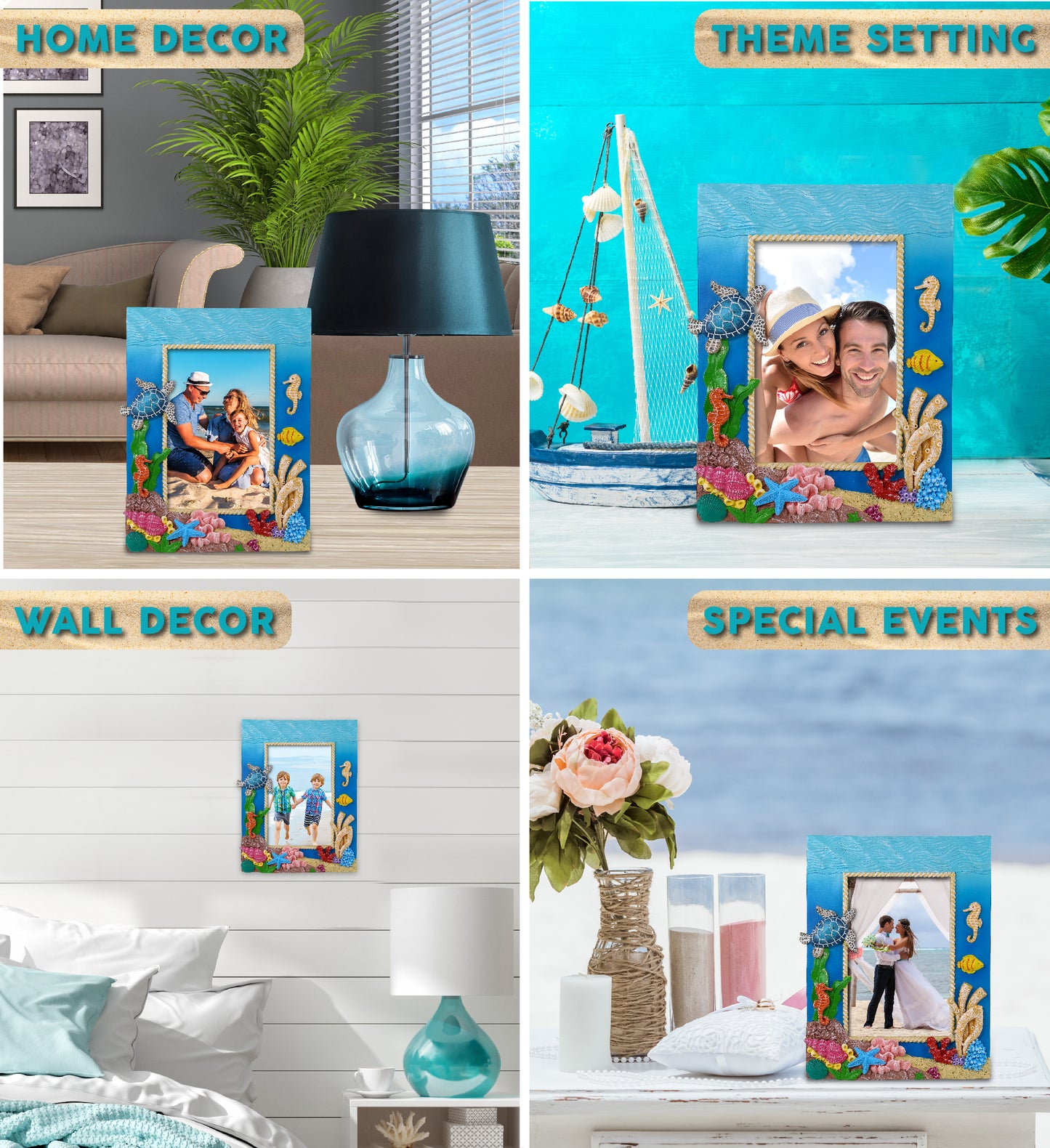 CoTa Global Handmade Colorful Under The Sea 4x6 Nautical Frame - 6 Inches