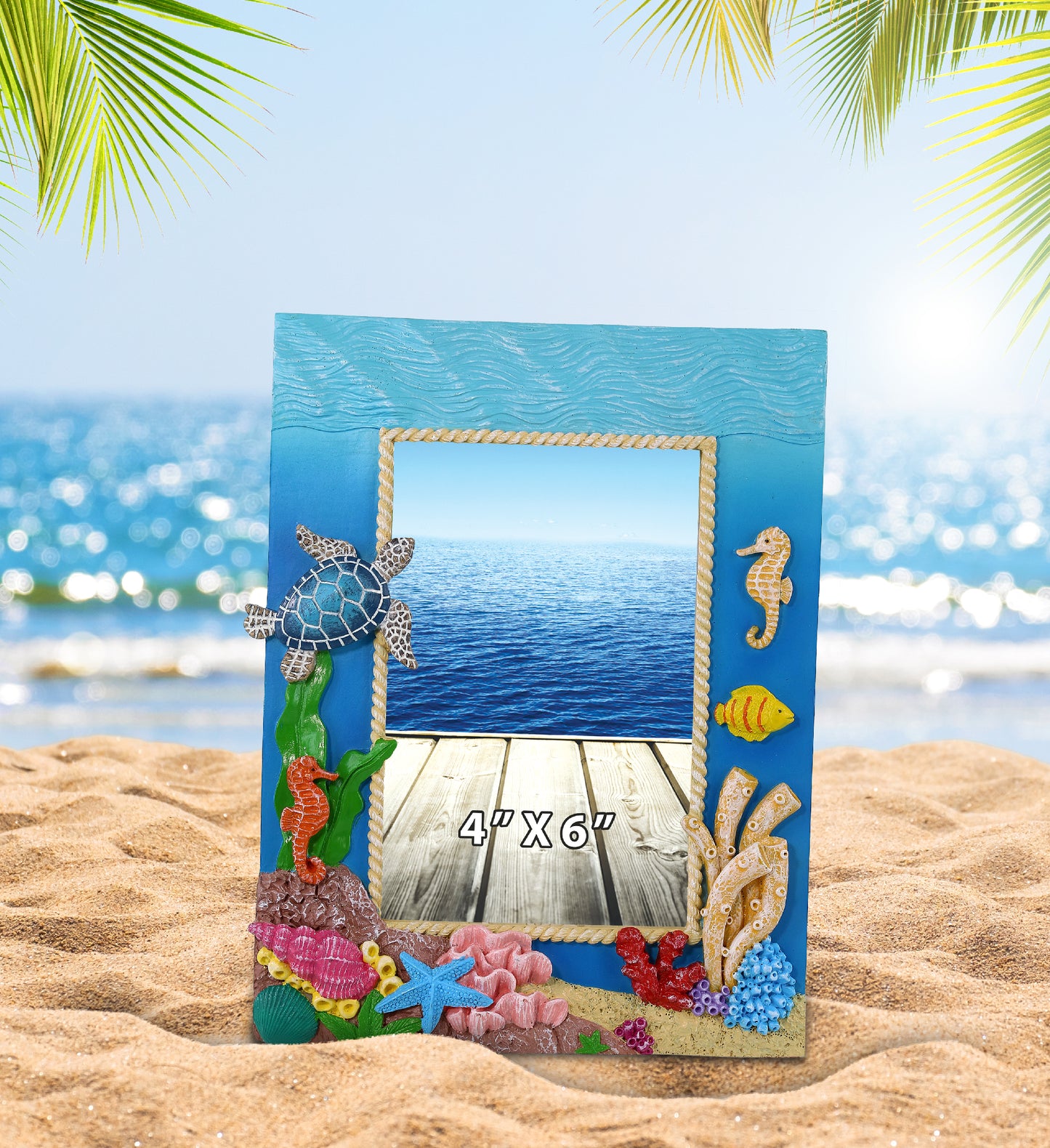 CoTa Global Handmade Colorful Under The Sea 4x6 Nautical Frame - 6 Inches