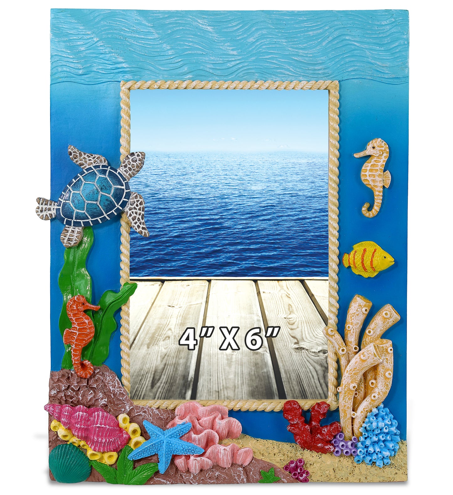 CoTa Global Handmade Colorful Under The Sea 4x6 Nautical Frame - 6 Inches