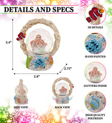 CoTa Global Octopus Coral Snow Globe Decor with Pink Sparkle Glitter  - 45 mm