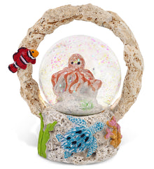 CoTa Global Octopus Coral Snow Globe Decor with Pink Sparkle Glitter  - 45 mm