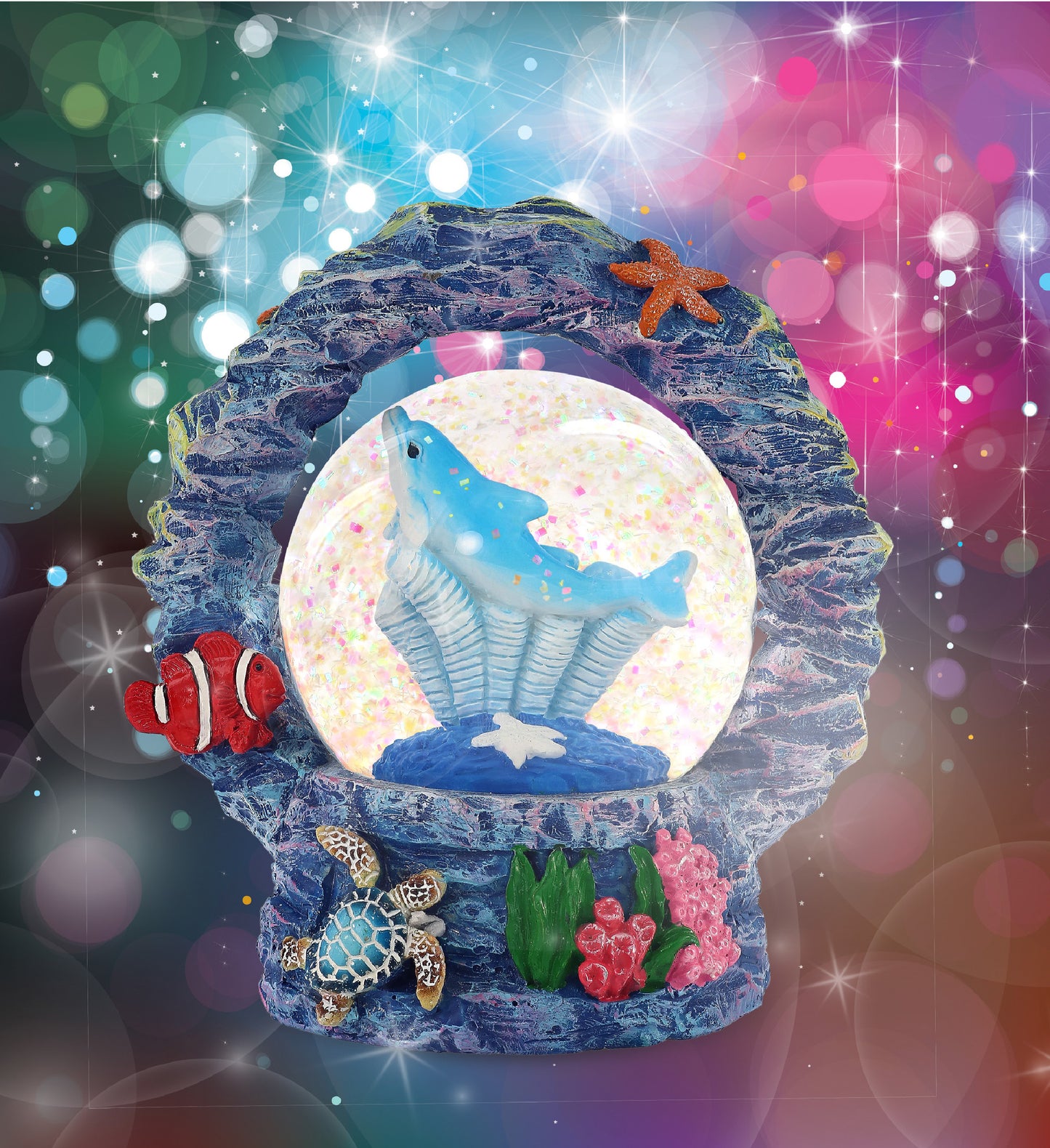 CORAL SNOWGLOBE - DOLPHIN 65MM