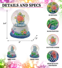 CoTa Global Sea Turtle Neon Snow Globe Decor with Pink Sparkle Glitter - 45 mm