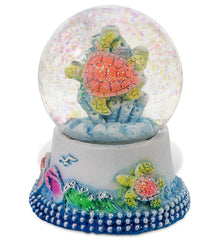 CoTa Global Sea Turtle Neon Snow Globe Decor with Pink Sparkle Glitter - 45 mm