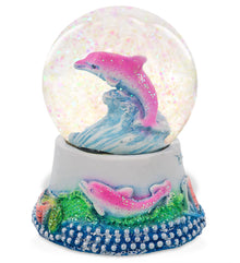 CoTa Global Dolphin Neon Snow Globe Decor with Pink Sparkle Glitter - 45 mm