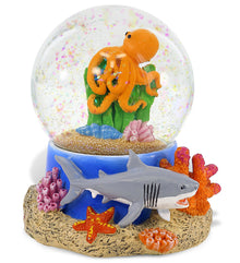 CoTa Global Octopus Coral Snow Globe Decor with Pink Sparkle Glitter - 65 mm