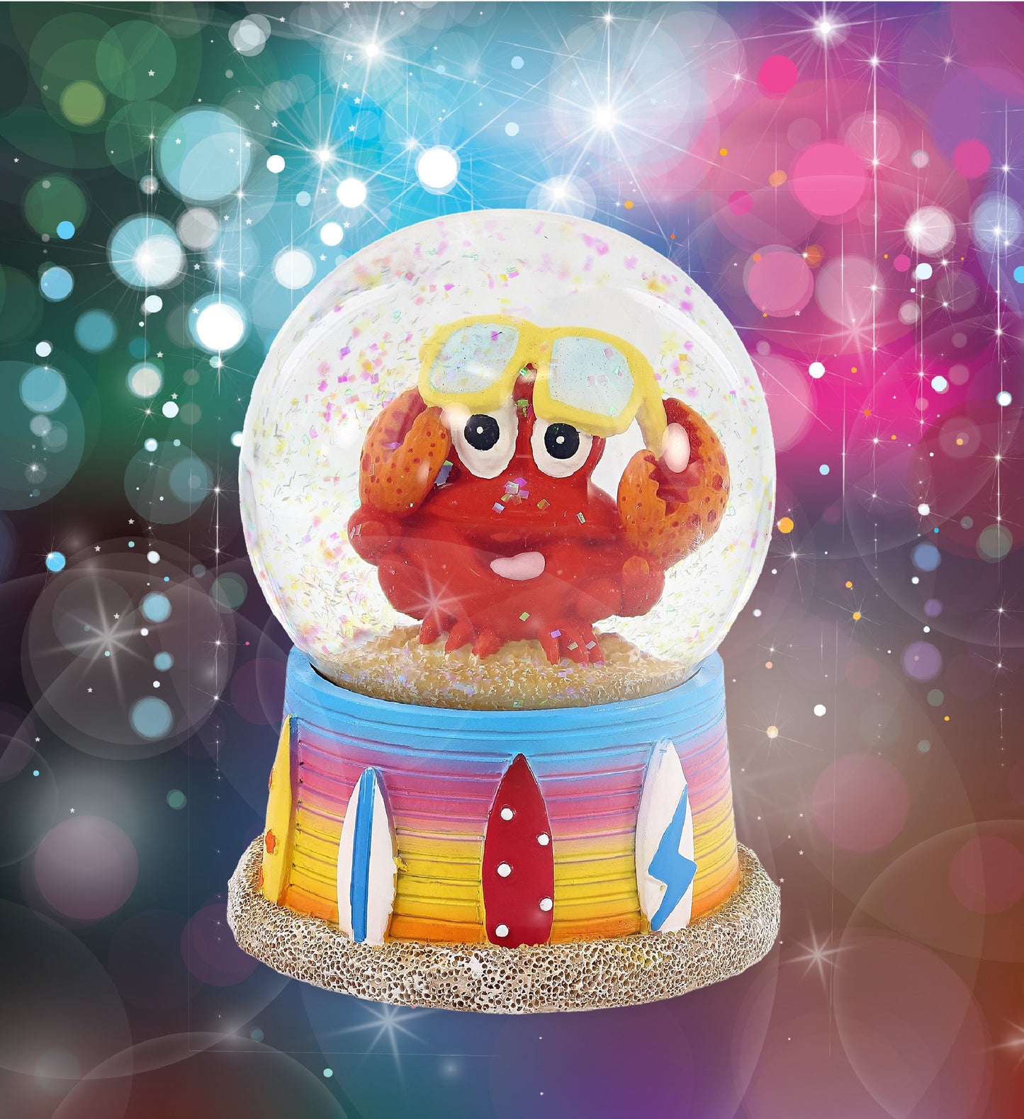 CoTa Global Bach Crab Snow Globe Decor with Pink Sparkle Glitter - 65 mm