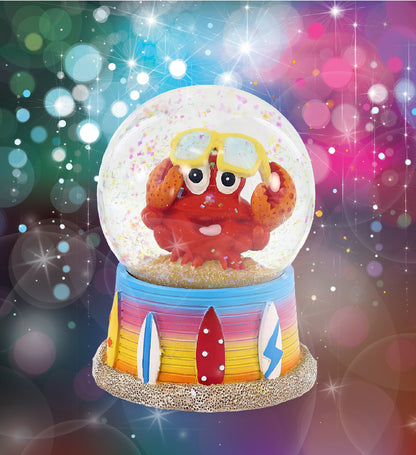 CoTa Global Bach Crab Snow Globe Decor with Pink Sparkle Glitter - 65 mm