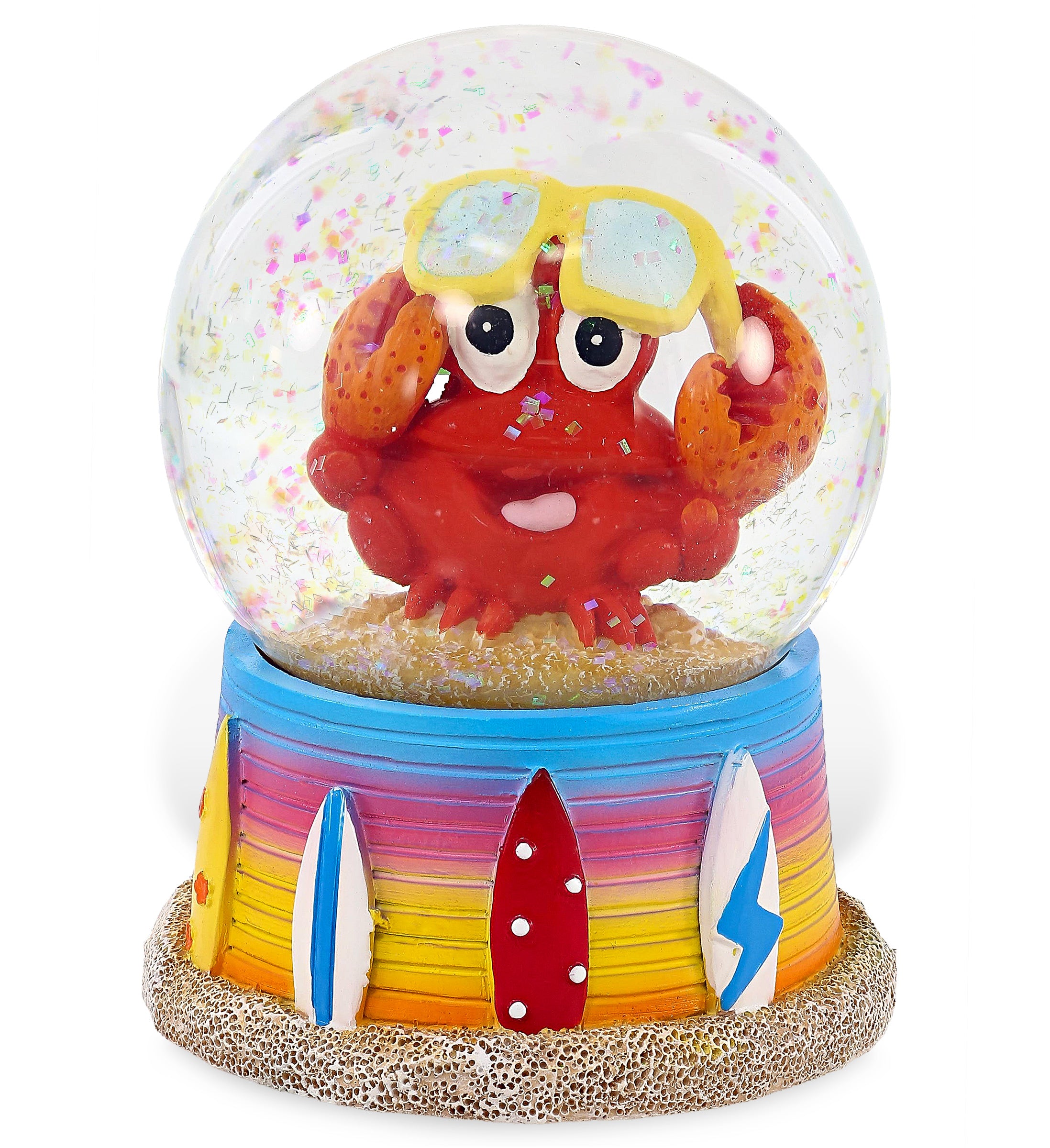 CoTa Global Bach Crab Snow Globe Decor with Pink Sparkle Glitter - 65 mm